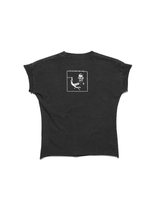 Black t-shirt, back view
