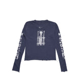 Navy t-shirt, back view