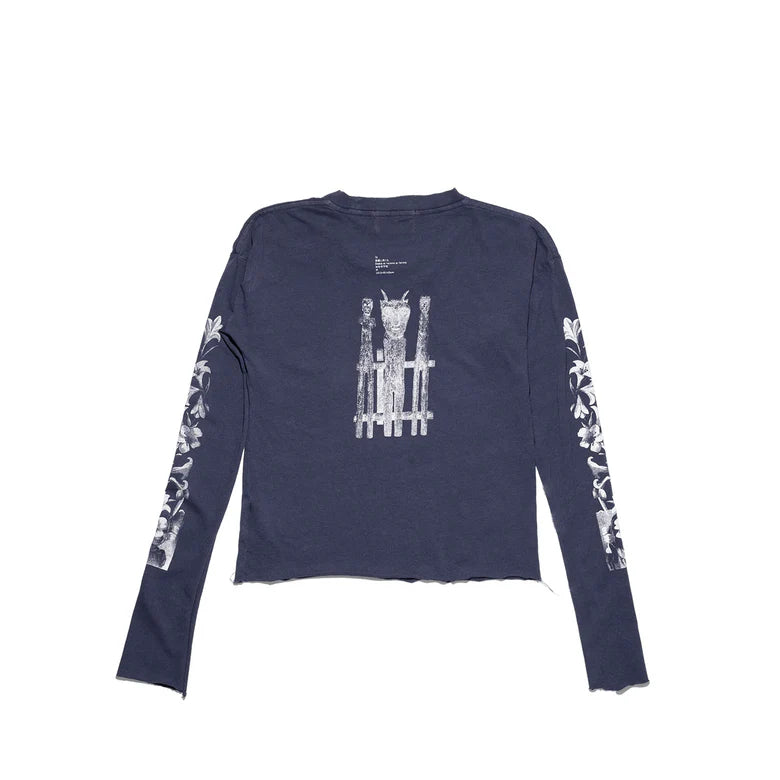 Navy t-shirt, back view