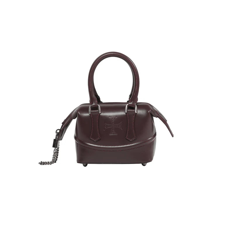 Burgundy bag, front view