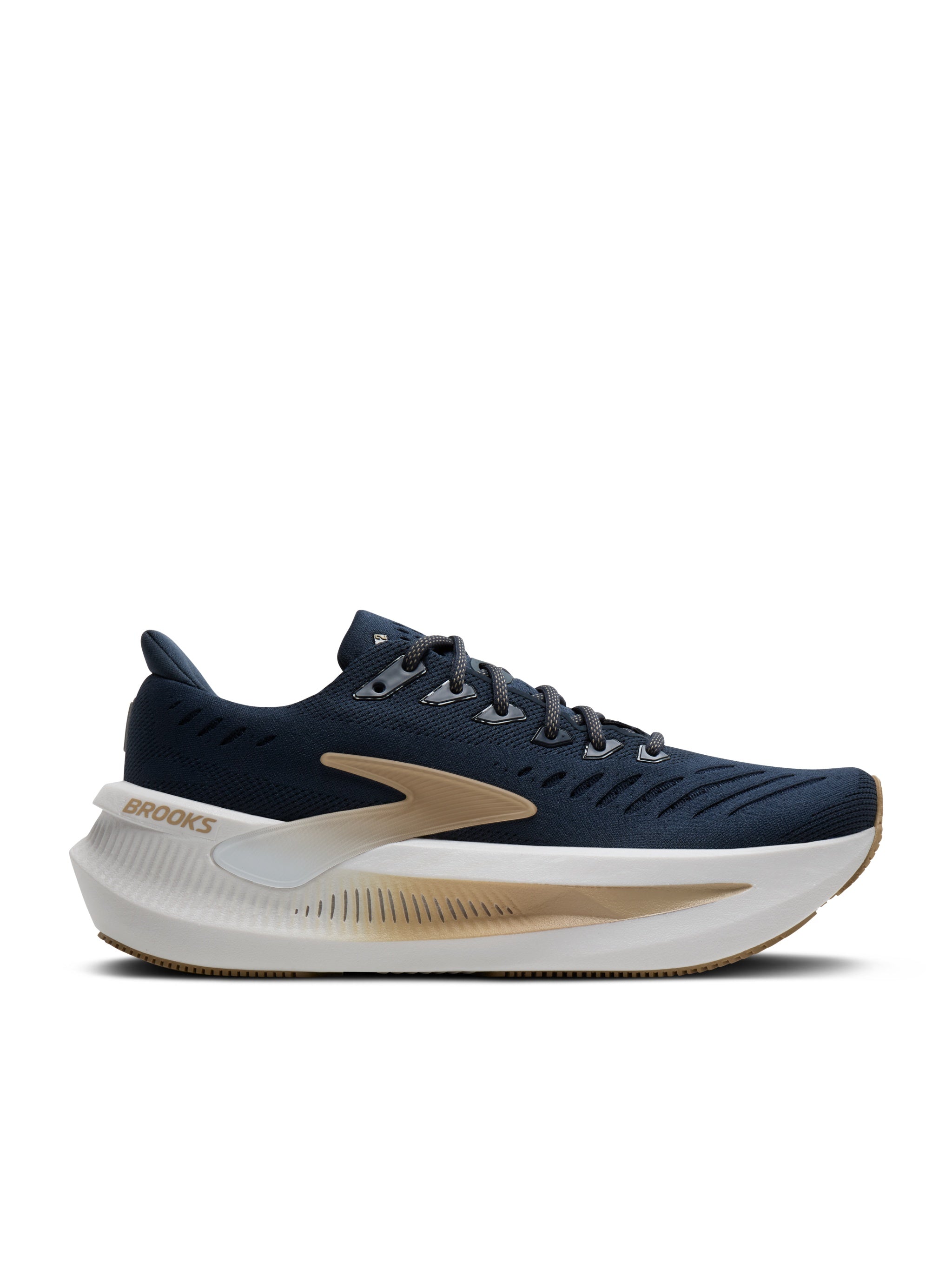 Navy shoes, side view