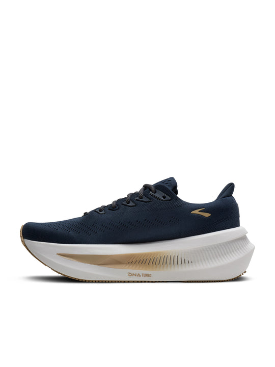 Navy shoes, side view