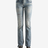 Blue pants worn by a person, showing the pants fit