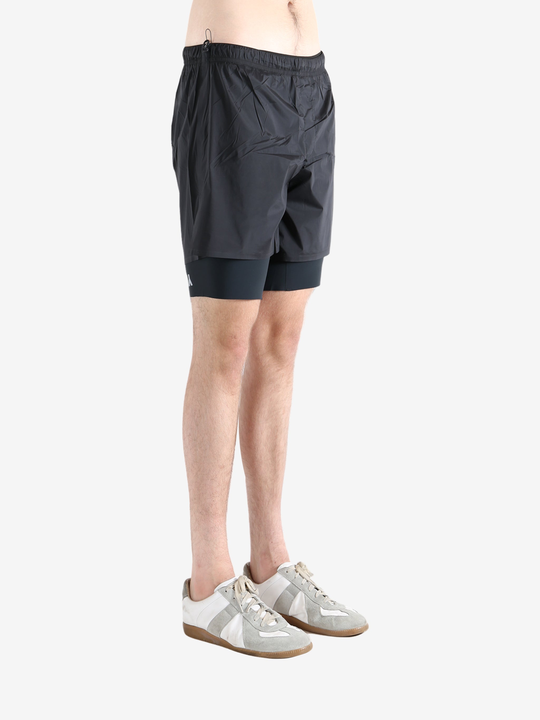 Black shorts worn by a person, showing the shorts fit