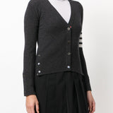 THOM BROWNE - Women Classic V-Neck Cardigan W/4 Bar In Cashmere