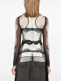 JEAN PAUL GAULTIER - Women "Petit Grand" Rib Printed Printed "Body Lace Mariniere" Mesh Top