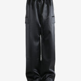 Black pants worn by a person, showing the pants fit