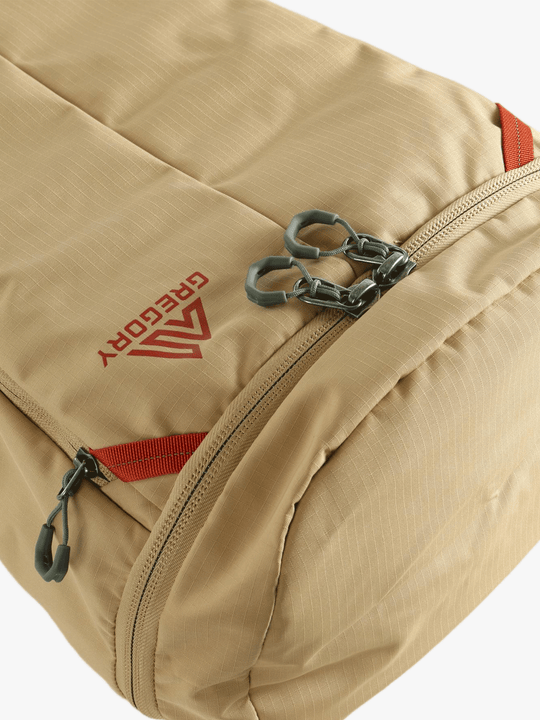 Close up of Tan bag, showing detail