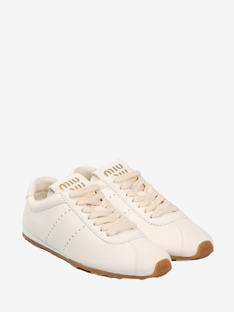 MIU MIU - Women Bleached Nappa Leather Sneakers