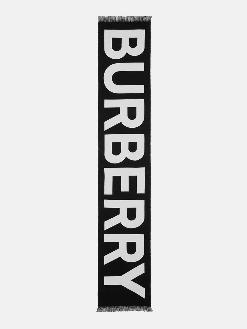 BURBERRY - Unisex B Text Wool Scarf