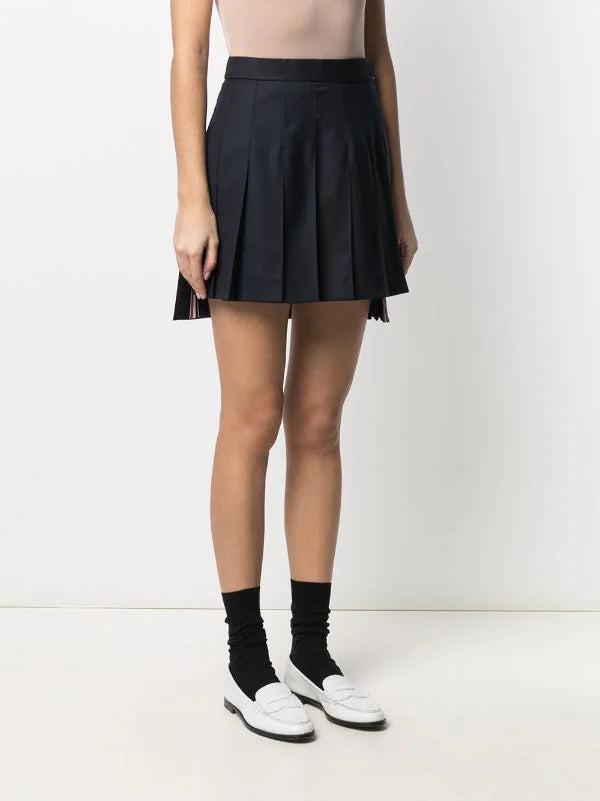 THOM BROWNE Women Thigh Length Dropped Back Pleated Skirt In Super 120’s Twill