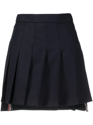 THOM BROWNE Women Thigh Length Dropped Back Pleated Skirt In Super 120’s Twill