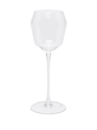 Transparent red wine glass, front view