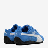 Blue sneaker, back view