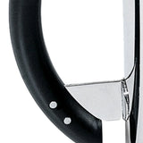 Close up of black pitcher, showing texture of the steel fabric