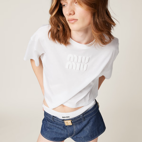 MIU MIU Women Cropped Jersey T-shirt – Atelier New York