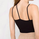 Black top worn by a person, showing the top's fit
