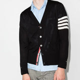 THOM BROWNE - Men Classic V-Neck Cardigan In Sustainable Fine Merino Wool