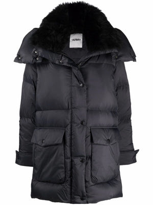 YVES SALOMON - Women Padded Down Jacket With Detachable Lamb Fur Collar