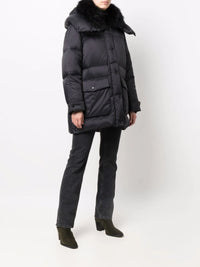 YVES SALOMON - Women Padded Down Jacket With Detachable Lamb Fur Collar