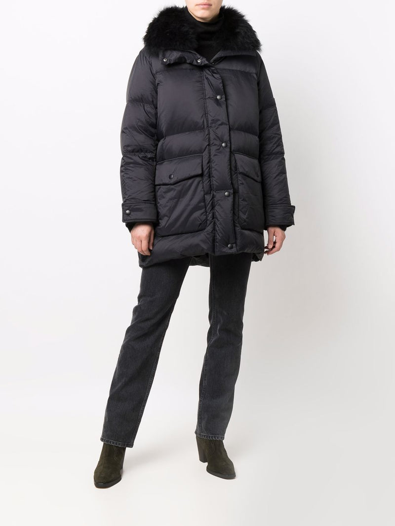 YVES SALOMON - Women Padded Down Jacket With Detachable Lamb Fur Collar