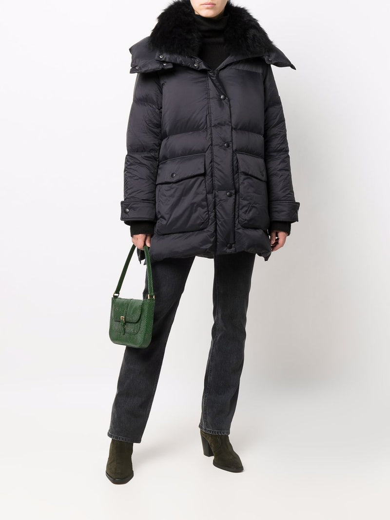 YVES SALOMON - Women Padded Down Jacket With Detachable Lamb Fur Collar