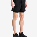 Black shorts, full body view