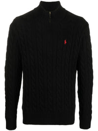 POLO RALPH LAUREN - Men Cable-Knit Cotton Quarter-Zip Sweater