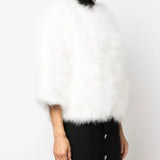 White coat worn by a person, showing the coat fit