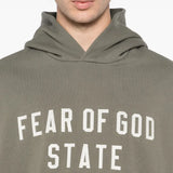 Close up of grey hoodie,showing texture of the cotton fabrica