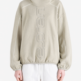 Tan hoodie, full body view