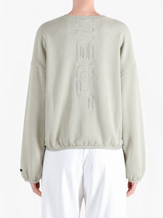 Tan hoodie, back view