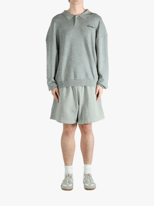 Grey knitwear, full body view