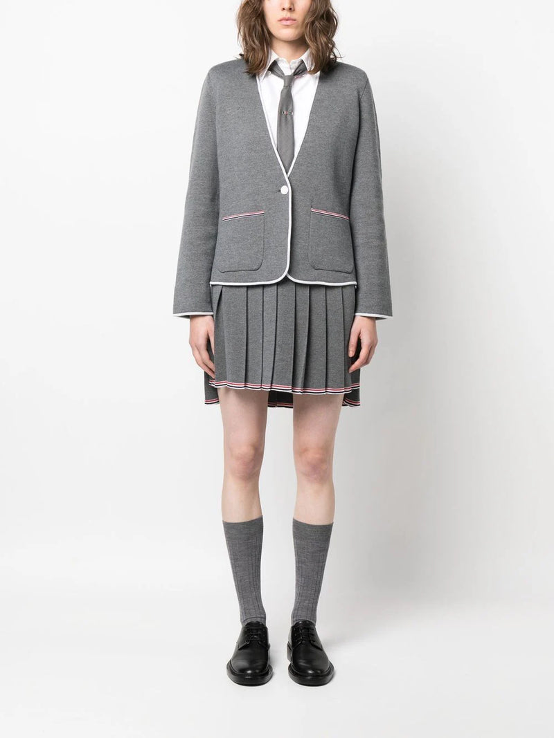 THOM BROWNE Women Full Needle Pleated Merino Wool Mini Skirt