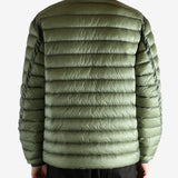 Green jacket worn by a person, showing the jacket's fit