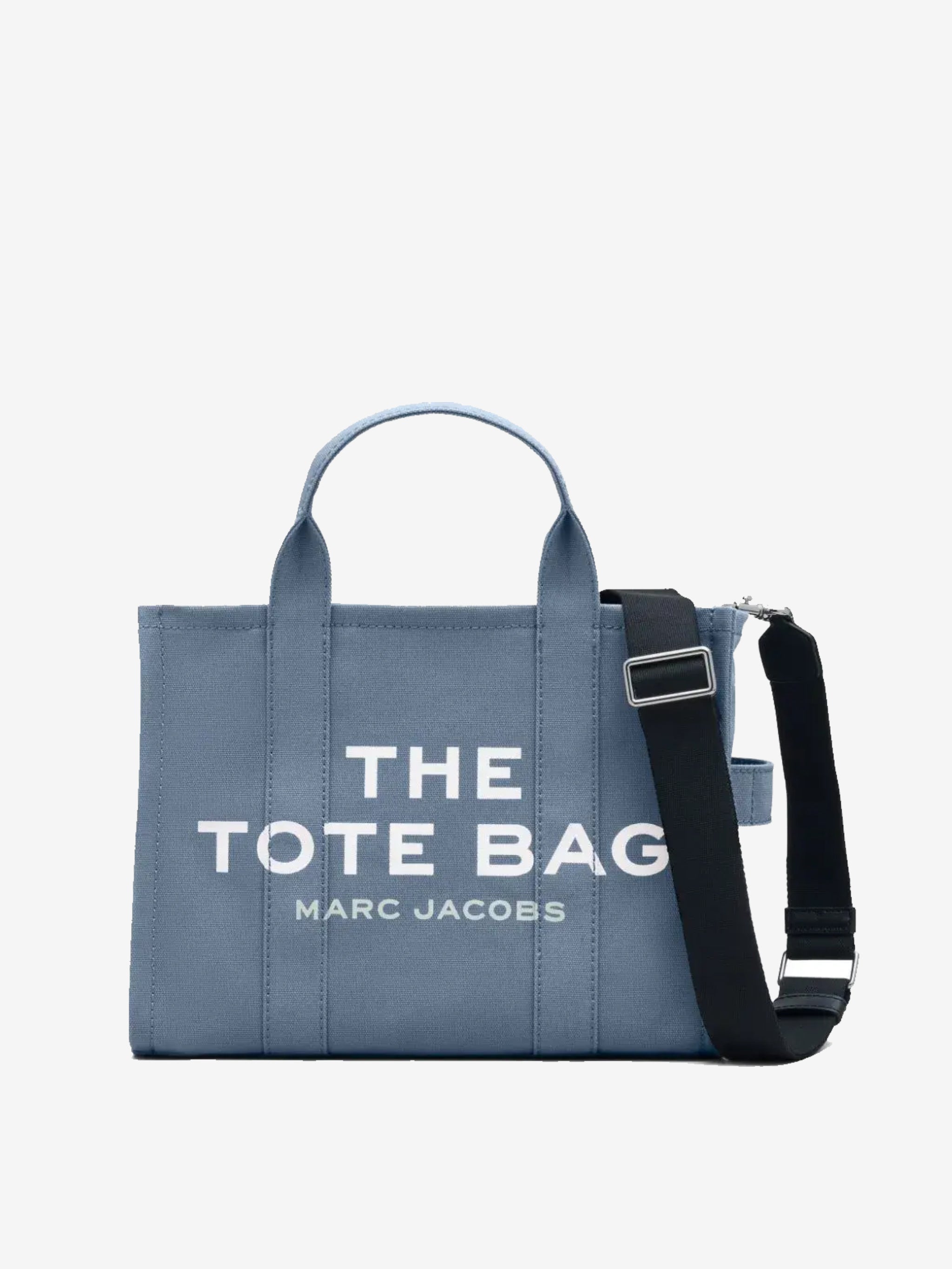 Blue tote bag, front view
