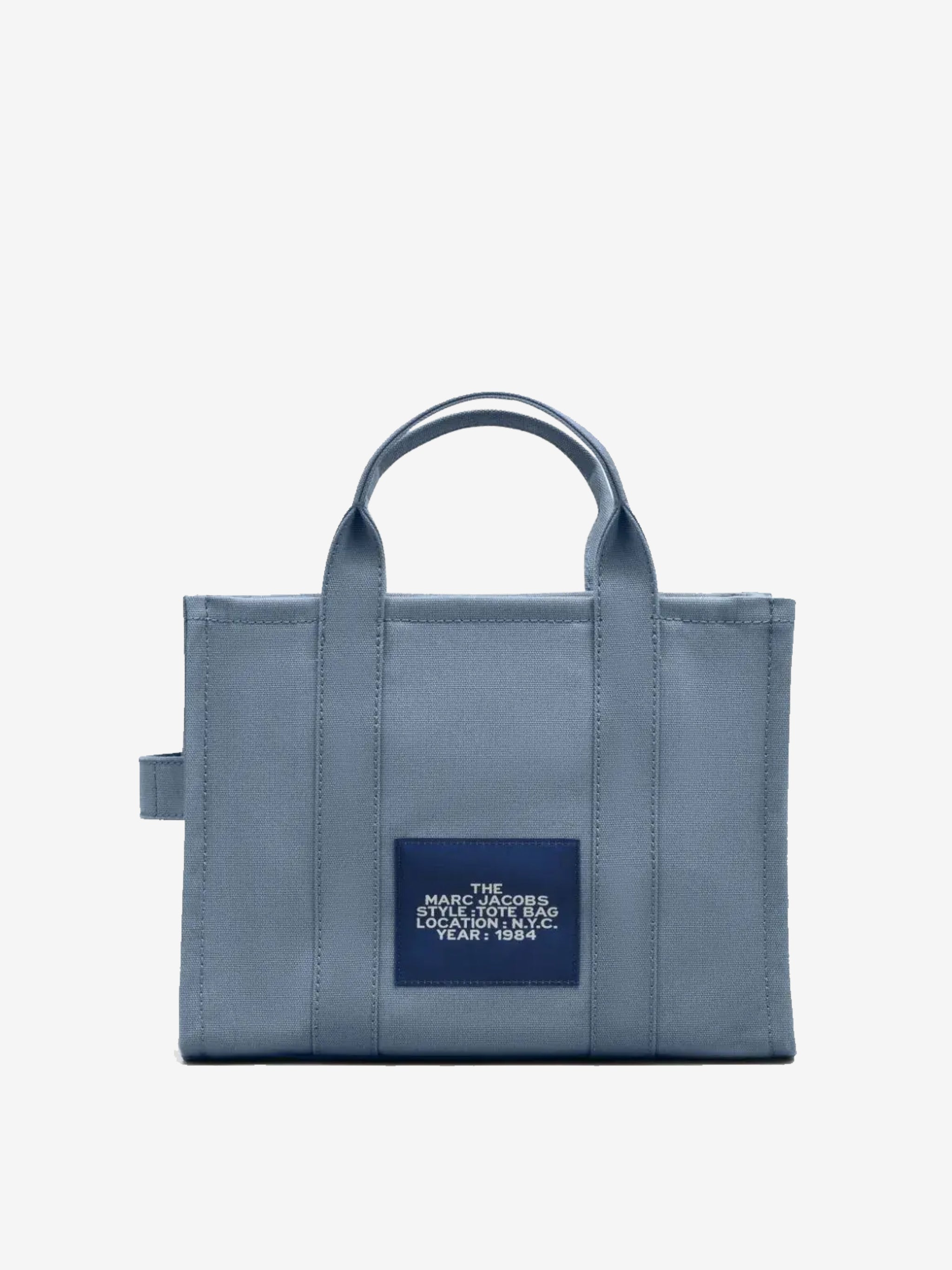 Blue tote bag, back view