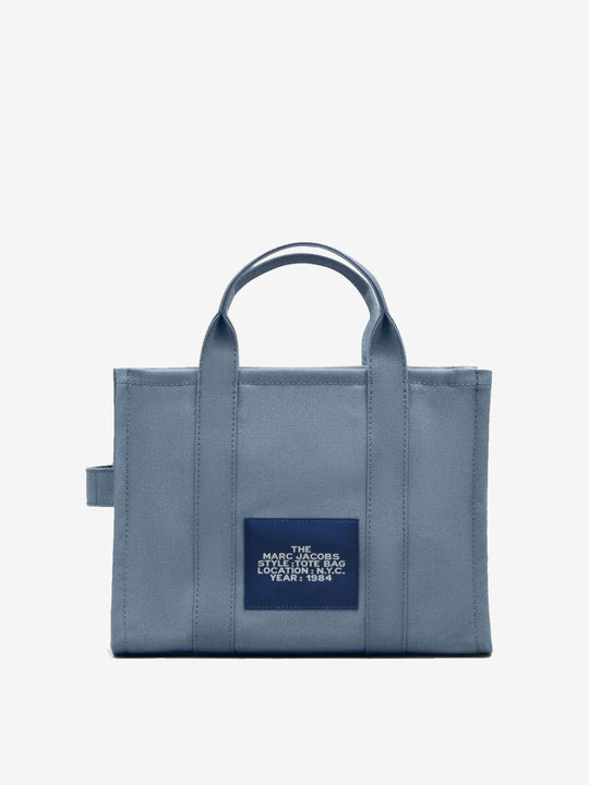 Blue tote bag, back view