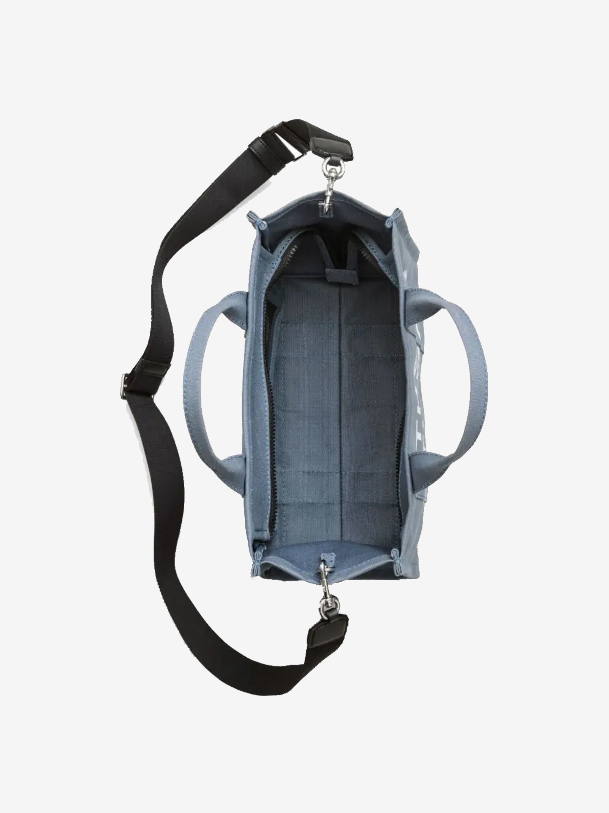 Blue tote bag, upper view