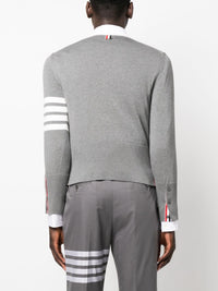 THOM BROWNE - Men Placed Baby Cable Classic Crewneck Neck Pullover in Cotton W/ 4 Bar