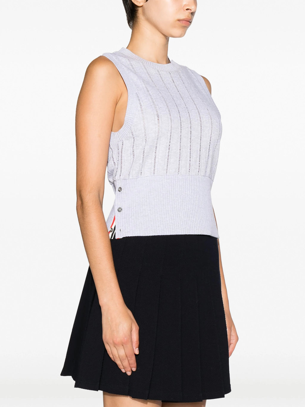 THOM BROWNE Women Shell Top W/ Shoulder Vent In Cotton Pointelle