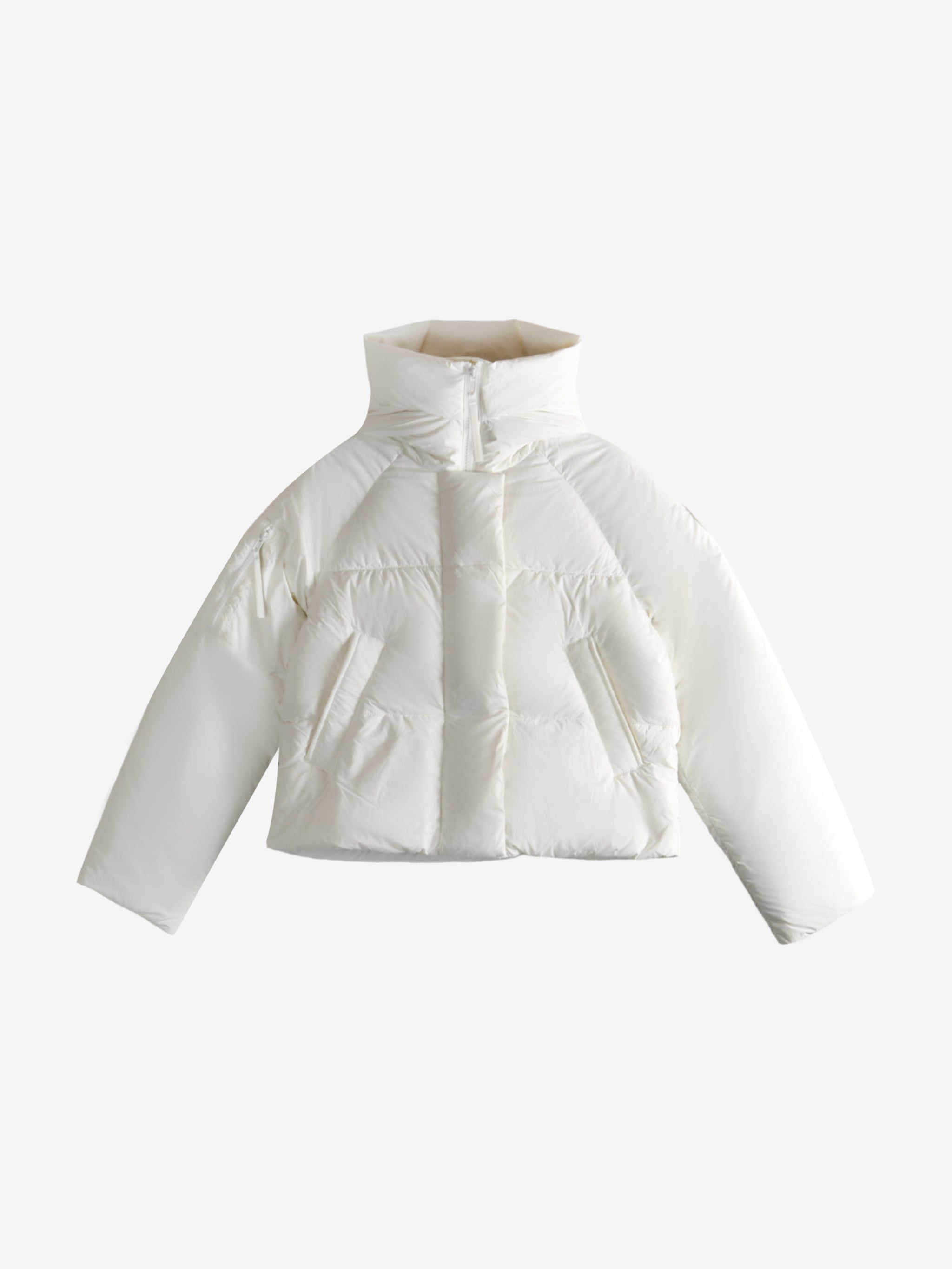 white down jacket, front view