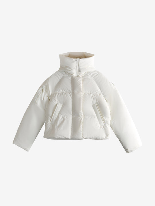 white down jacket, front view