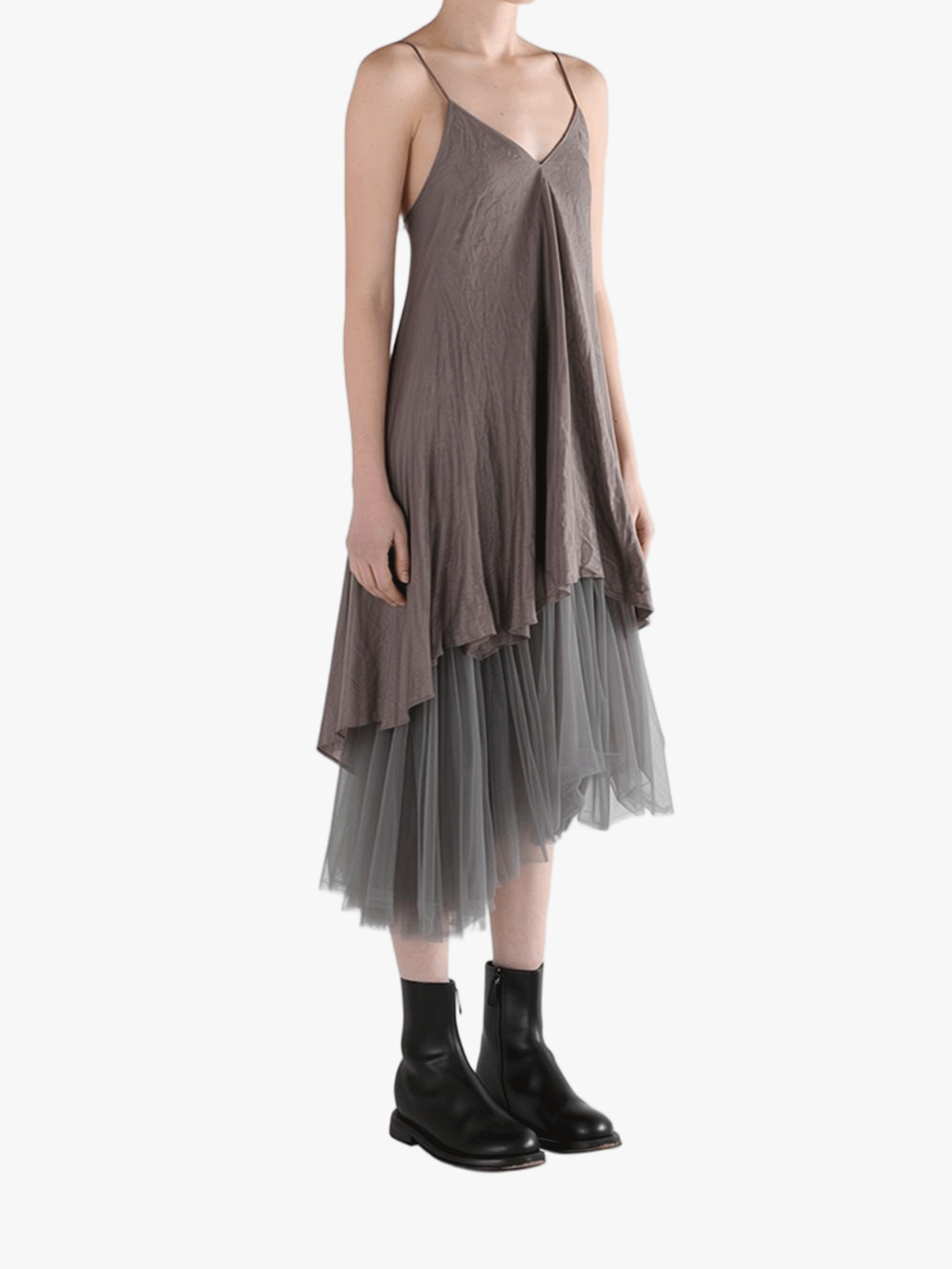 Tan dresses, full body view