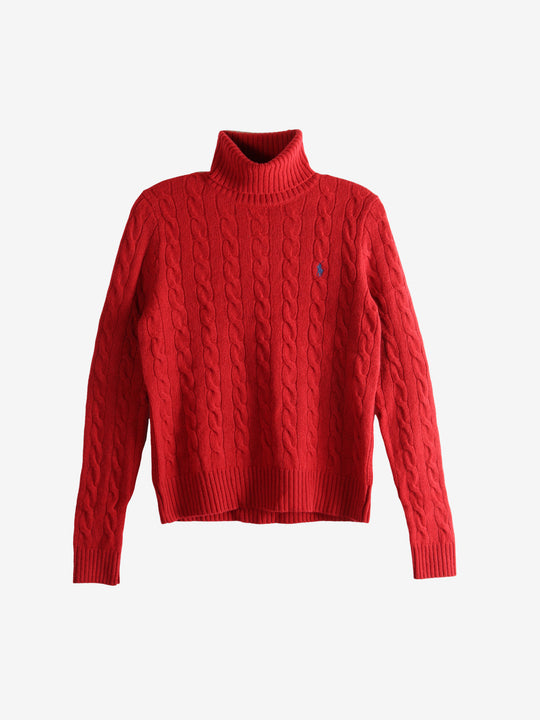 Red knitwear, front view
