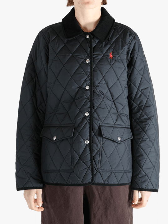 Black coat worn by a person, showing the coat's fit