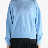 Blue hoodie  worn by a person, showing the hoodie 's fit