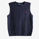 Navy sweater, front view