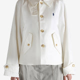 White jacket worn by a person, showing the jacket's fit