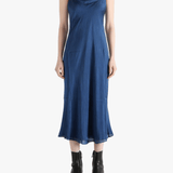 blue dress, full body view